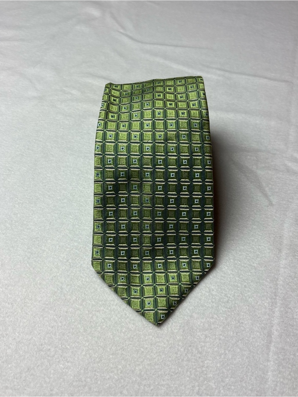 Hugo Boss Men's Green Geometric Silk Tie